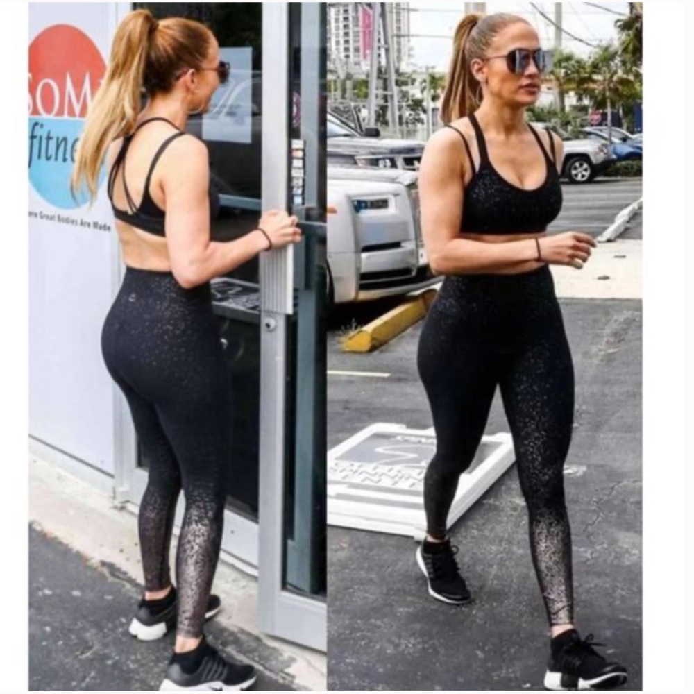 NWOT Beyond Yoga Black Glitter Ombre Leggings